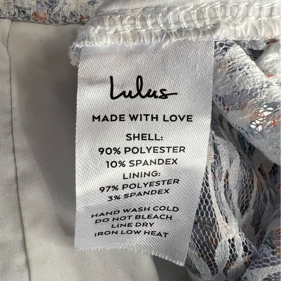 Lulus Lavender Floral Lace Balloon Sleeve Faux Wrap Peplum Top - Picture 8 of 8